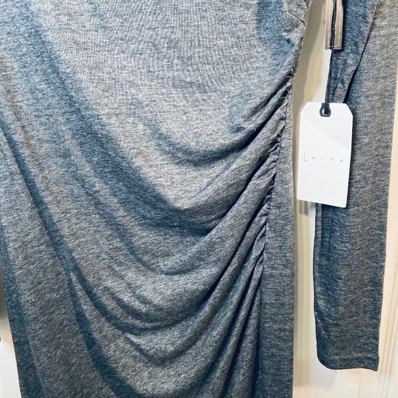 Leith Rouched Long Sleeve Dress, Charcoal gray, NWT - Picture 4 of 7